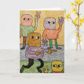 Different Color People Joyeux Anniversaire Card Kaart (Gele Bloem)