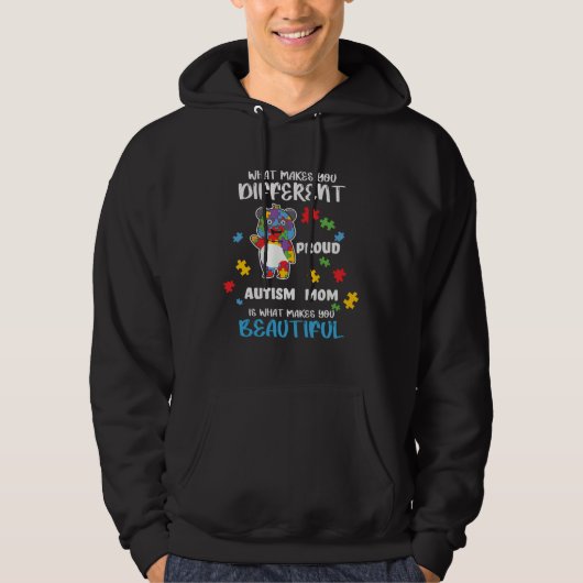 Different Is What Make You Beautiful Proud Autism Hoodie (Voorkant)