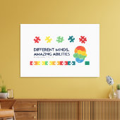 Different Minds Amazing Abilities Awareness Art Canvas Afdruk (Insitu (Woonkamer))