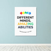Different Minds Amazing Abilities Awareness Art Canvas Afdruk (Insitu (Houten vloer))