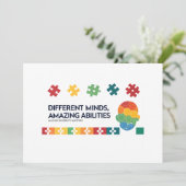 Different Minds Amazing Abilities Awareness Art Feestdagenkaart (Staand voorkant)