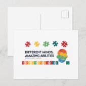 Different Minds Amazing Abilities Awareness Art Feestdagenkaart (Voorkant / Achterkant)