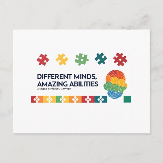 Different Minds Amazing Abilities Awareness Art Feestdagenkaart (Voorkant)