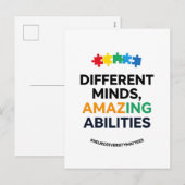 Different Minds Amazing Abilities Awareness Art Feestdagenkaart (Voorkant / Achterkant)