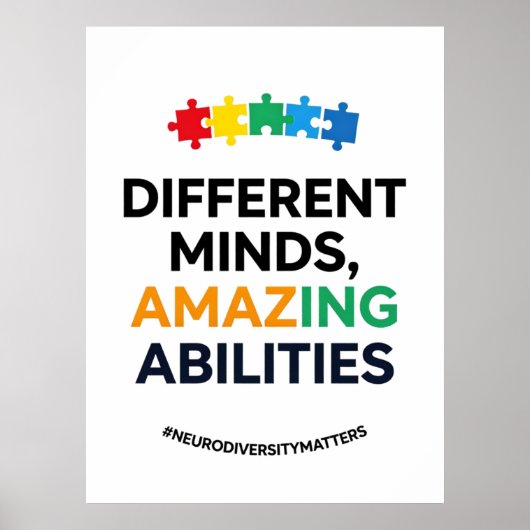 Different Minds Amazing Abilities Awareness Art Poster (Voorkant)