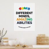 Different Minds Amazing Abilities Awareness Art Poster (Keuken)