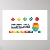 Different Minds Amazing Abilities Awareness Art Poster (Voorkant)