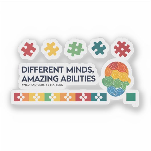 Different Minds Amazing Abilities Awareness Art Sticker (Voorkant)