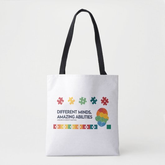 Different Minds Amazing Abilities Awareness Art Tote Bag (Voorkant)