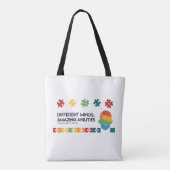 Different Minds Amazing Abilities Awareness Art Tote Bag (Achterkant)