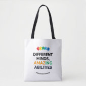 Different Minds Amazing Abilities Awareness Art Tote Bag (Voorkant)