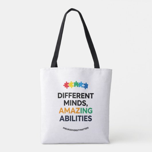 Different Minds Amazing Abilities Awareness Art Tote Bag (Achterkant)