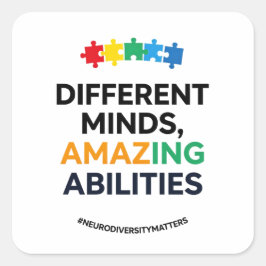 Different Minds Amazing Abilities Awareness Art Vierkante Sticker
