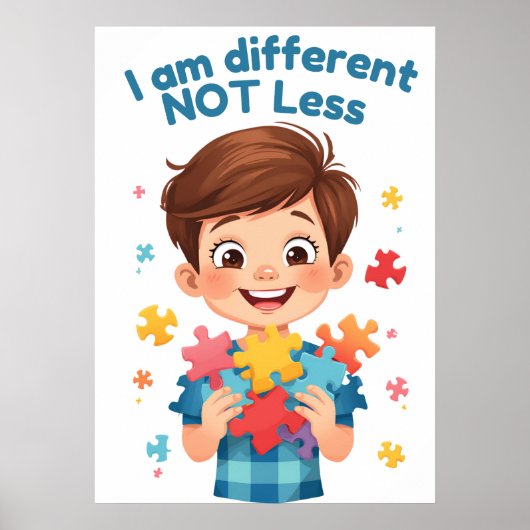 Different not less Dynamic Autism Support poster (Voorkant)