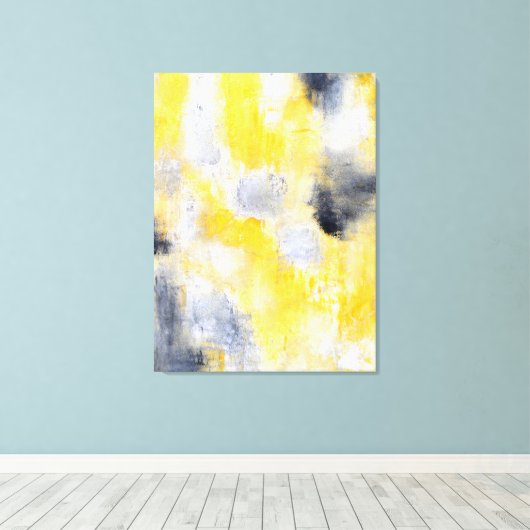 'Different' Zwart-geel Abstracte kunst Canvas Afdruk (Insitu (Houten vloer))
