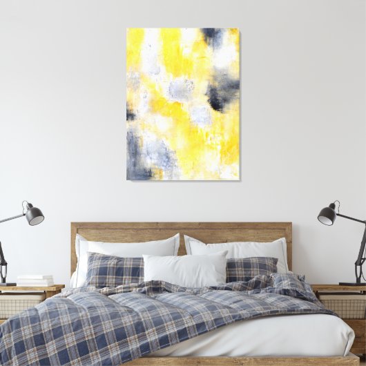 'Different' Zwart-geel Abstracte kunst Canvas Afdruk (Insitu (Slaapkamer))