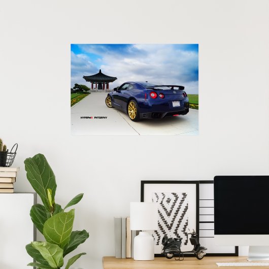 "Diffuse" Nissan GT-R35 met Dodger Blue Poster (Thuiskantoor)