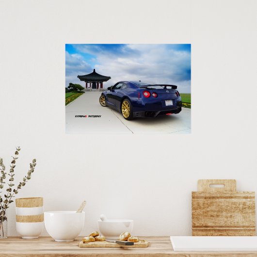 "Diffuse" Nissan GT-R35 met Dodger Blue Poster (Keuken)