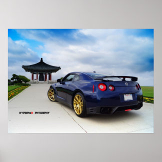 "Diffuse" Nissan GT-R35 met Dodger Blue Poster