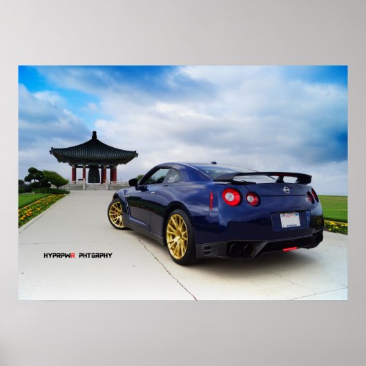 "Diffuse" Nissan GT-R35 met Dodger Blue Poster (Voorkant)