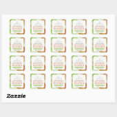 Diffuser abstracte waterverf houtachtig groen brui vierkante sticker (Vel)