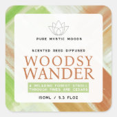 Diffuser abstracte waterverf houtachtig groen brui vierkante sticker (Voorkant)