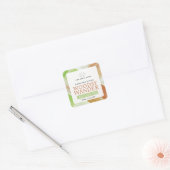 Diffuser abstracte waterverf houtachtig groen brui vierkante sticker (Envelop)