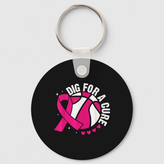 Dig For A Cure Basketball Pink Breast Cancer Aware Sleutelhanger (Voorkant)