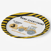 "Dig In! Construction Truck Party for 3rd Birthday Papieren Bordje (Gekanteld)