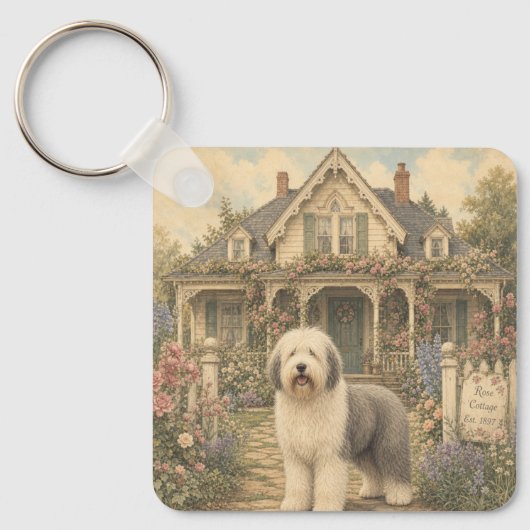 Digby, Grootmoeders Oud-Engelse Schaapshond Sleute Sleutelhanger (Voorkant)
