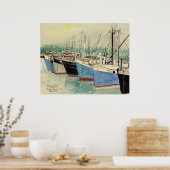 Digby, Nova Scotia, Vissende boten, Waterverf Poster (Keuken)