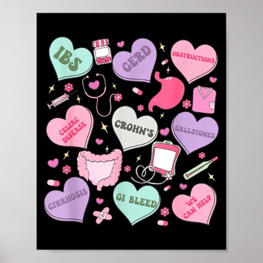 Digestive Divas Gastroenterology Nurse Valentine E Poster (Voorkant)