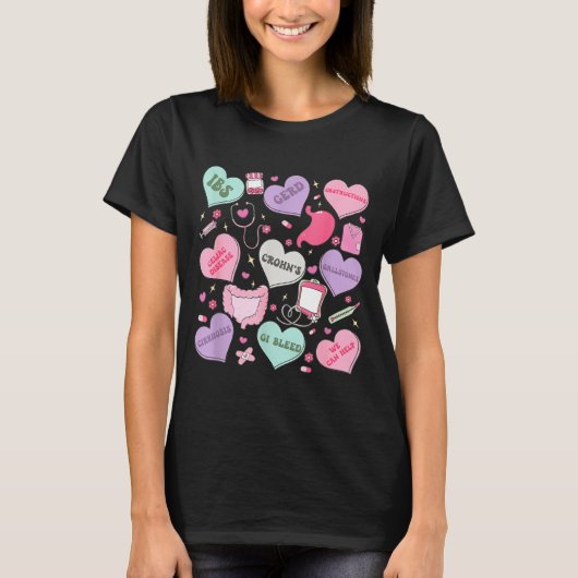 Digestive Divas Gastroenterology Nurse Valentine E T-shirt (Voorkant)