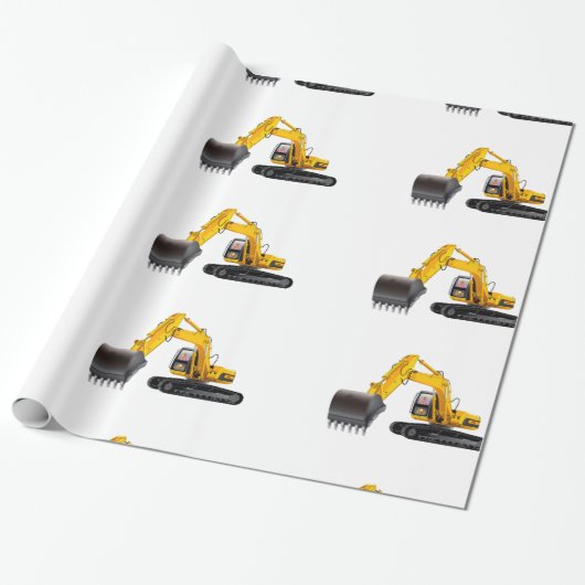 Digger afbeelding voor Glanzend-Wrapping-Papier Cadeaupapier (Uitgerold)