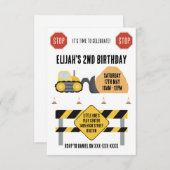 Digger Birthday Invitation Kaart (Voorkant / Achterkant)
