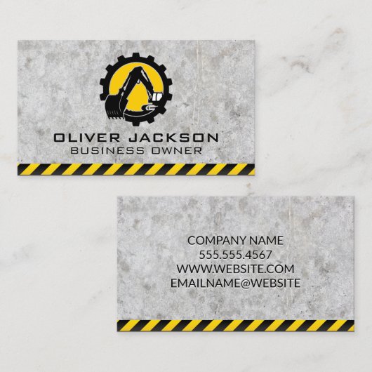 Digger Bulldozerarm | Bouw Visitekaartje (Voorkant / Achterkant)