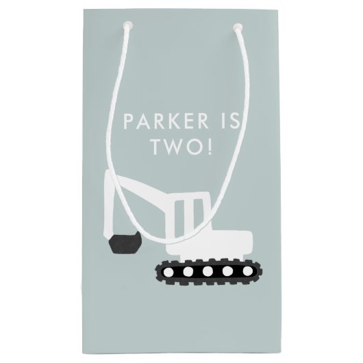 Digger Construction Birthday Party Gift Bag Klein Cadeauzakje (Achterkant)