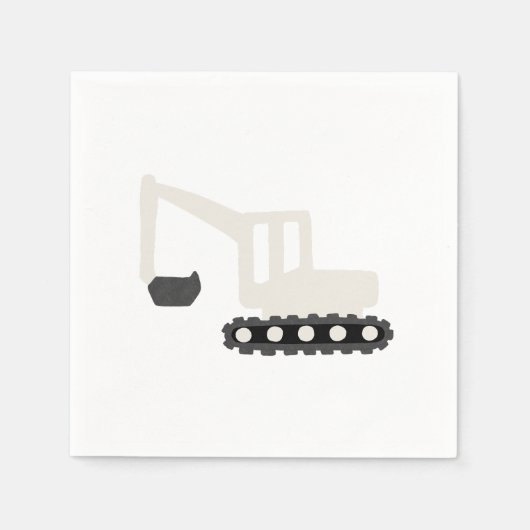 Digger Construction Birthday Party Minimal Napkin Servet (Voorkant)