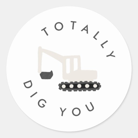 Digger Construction Birthday Party Minimal Sticker (Voorkant)