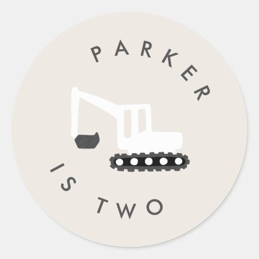 Digger Construction Birthday Party Minimal Sticker (Voorkant)