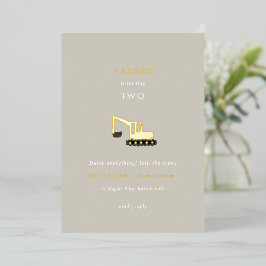 Digger Construction Party Folie Birthday Invite Folie Uitnodiging