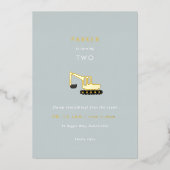 Digger Construction Party Folie Birthday Invite Uitnodiging (Voorkant)