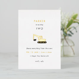 Digger Construction Party Folie Birthday Invite Uitnodiging