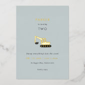 Digger Construction Party Folie Birthday Invite Uitnodiging (Voorkant)