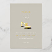 Digger Construction Party Folie Birthday Invite Uitnodiging (Voorkant)