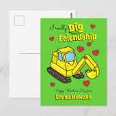 Digger Cute Kind Valentijnsdag Excavator Briefkaar Briefkaart (Voorkant / Achterkant)