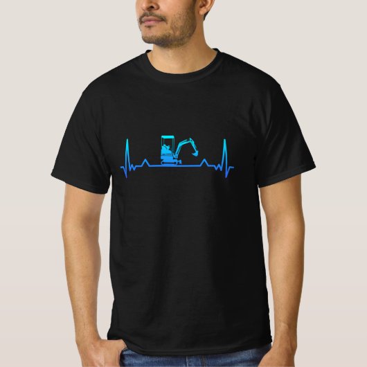 Digger Excavator Heartbeat Pap Gift T-shirt (Voorkant)