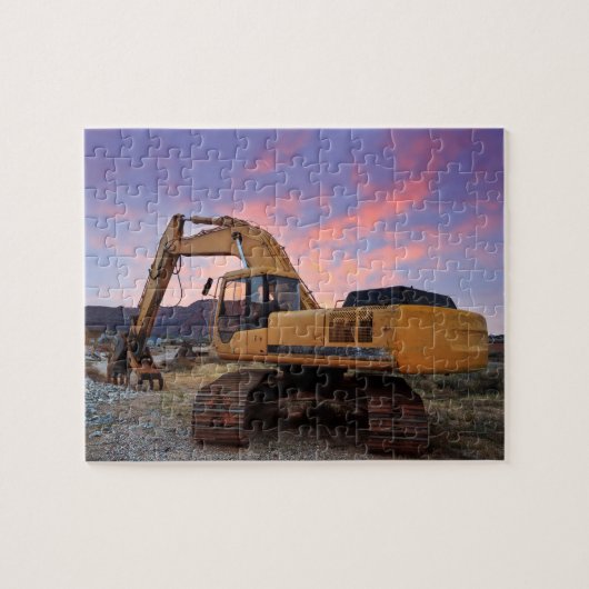 Digger Excavator Sunrise Legpuzzel (Horizontaal)