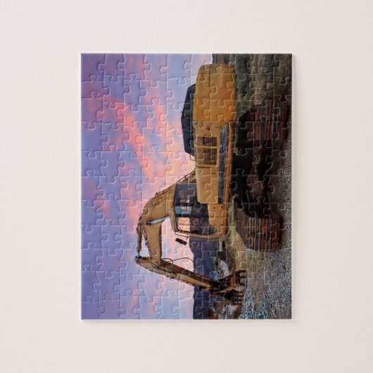 Digger Excavator Sunrise Legpuzzel (Verticaal)