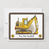 Digger Shovel Kinder Party Invitation Kaart (Voorkant)